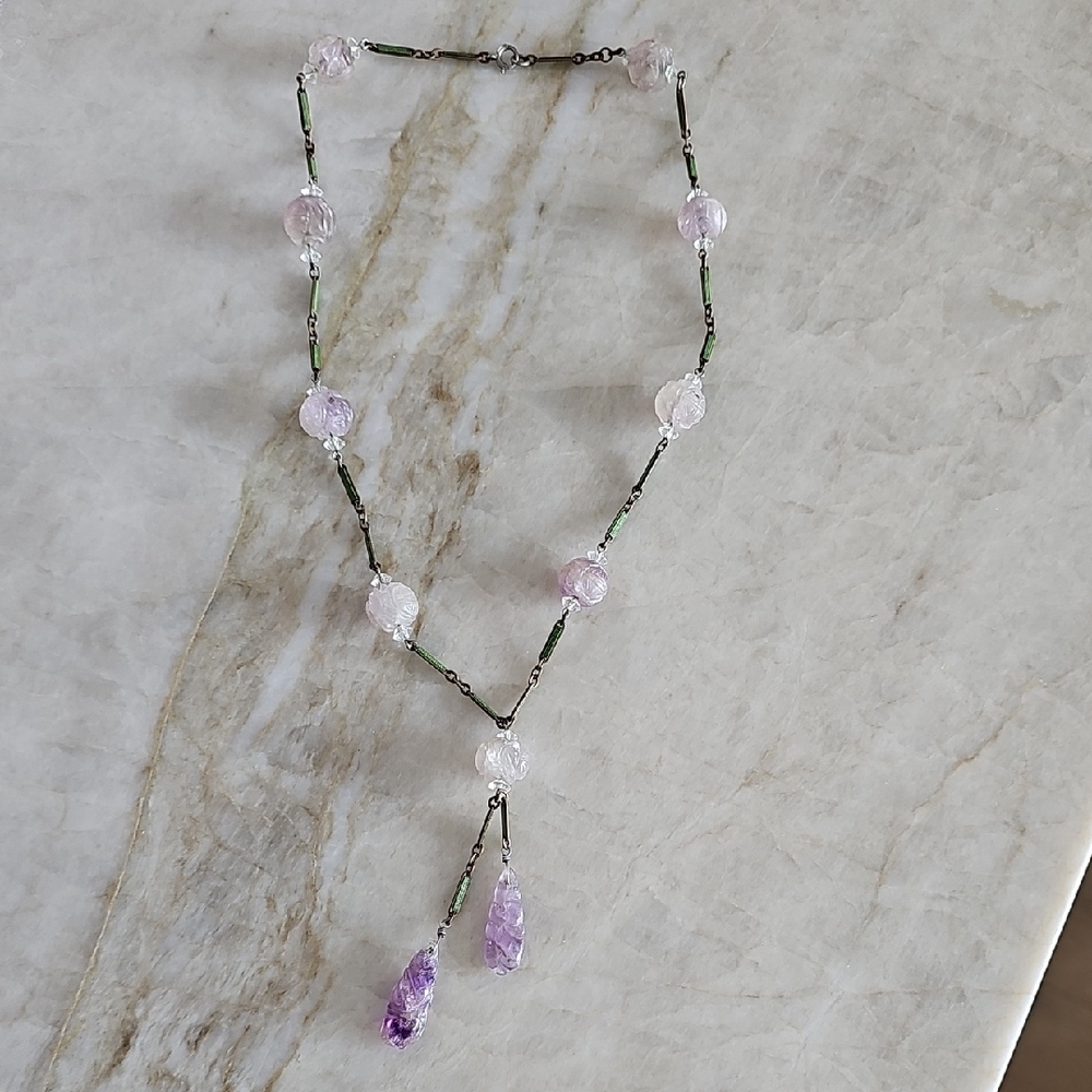 Vintage 1920 Lavender Jade Necklace